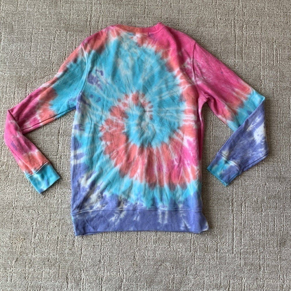 Modern Canvas Tie Dye Swirl Pastel Indoorsy Longline Cozy Sweatshirt Women Small - Picture 5 of 5